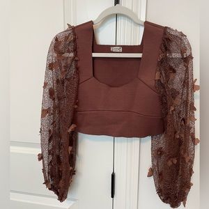 NWOT- Free People Flutter By Crop Top (Maple Coffee)
